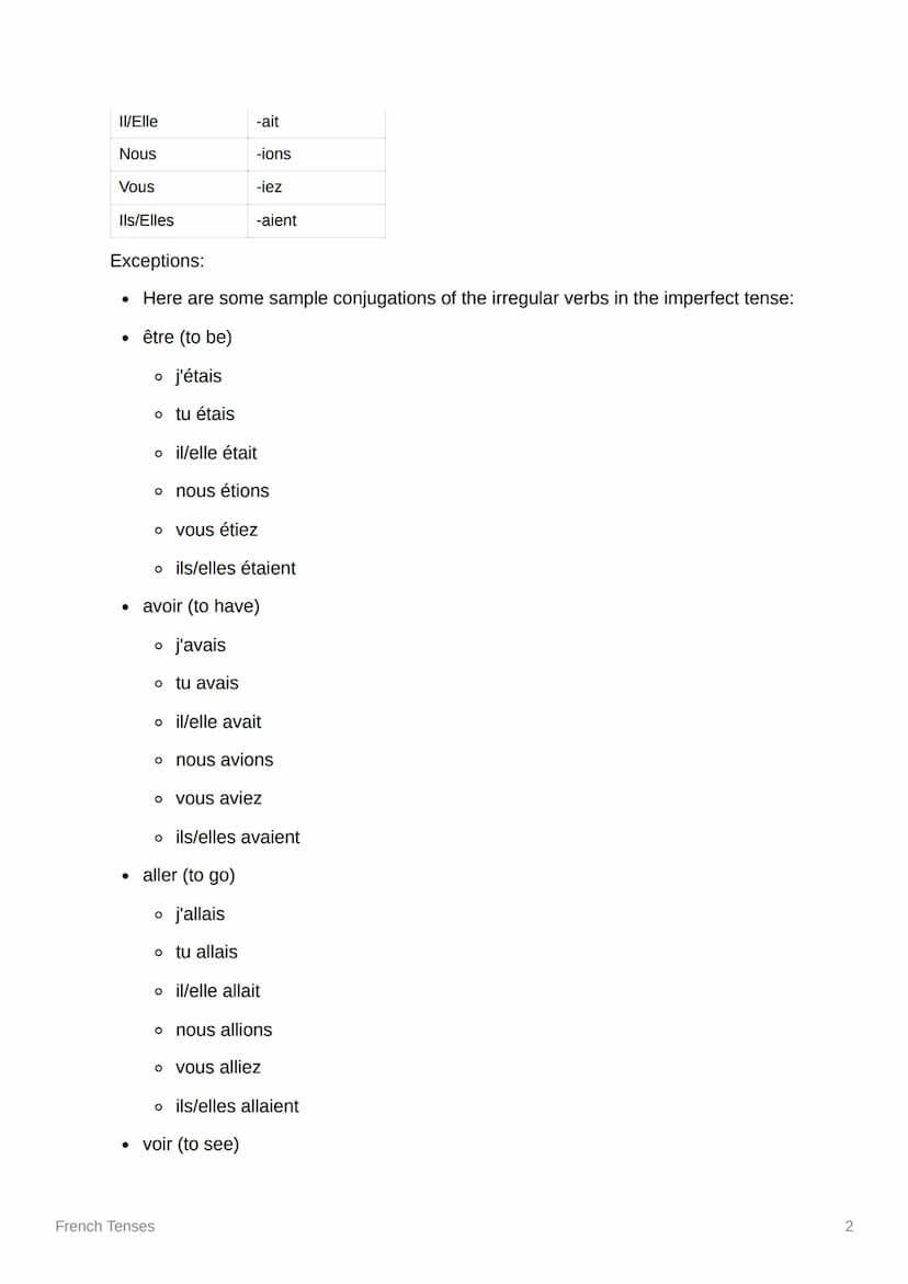 French Tenses
Present Tense
The present tense is used to describe actions or events happening currently or
actions that are habitual in natu