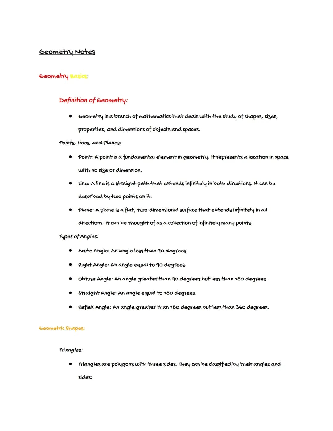 Geometry Notes