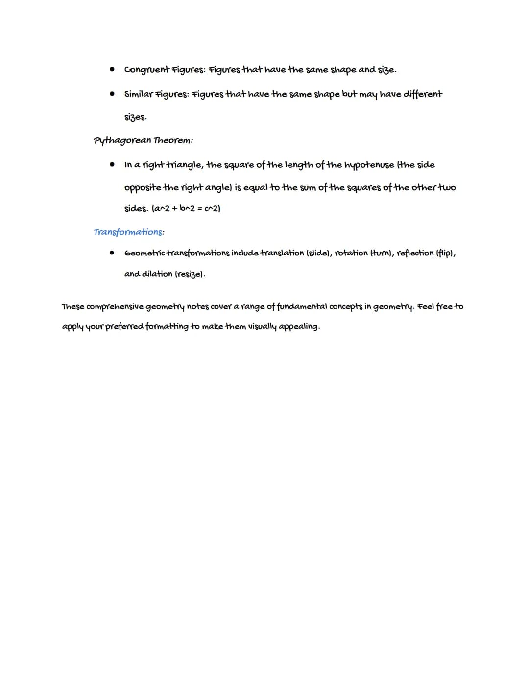 Geometry Notes
Geometry Basics:
Definition of Geometry:
Geometry is a branch of mathematics that deals with the study of shapes, sizes,
prop