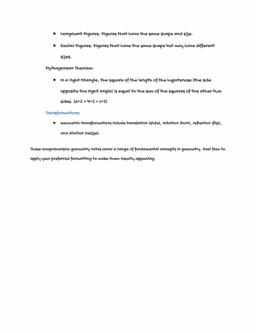 Geometry Notes
Geometry Basics:
Definition of Geometry:
Geometry is a branch of mathematics that deals with the study of shapes, sizes,
prop