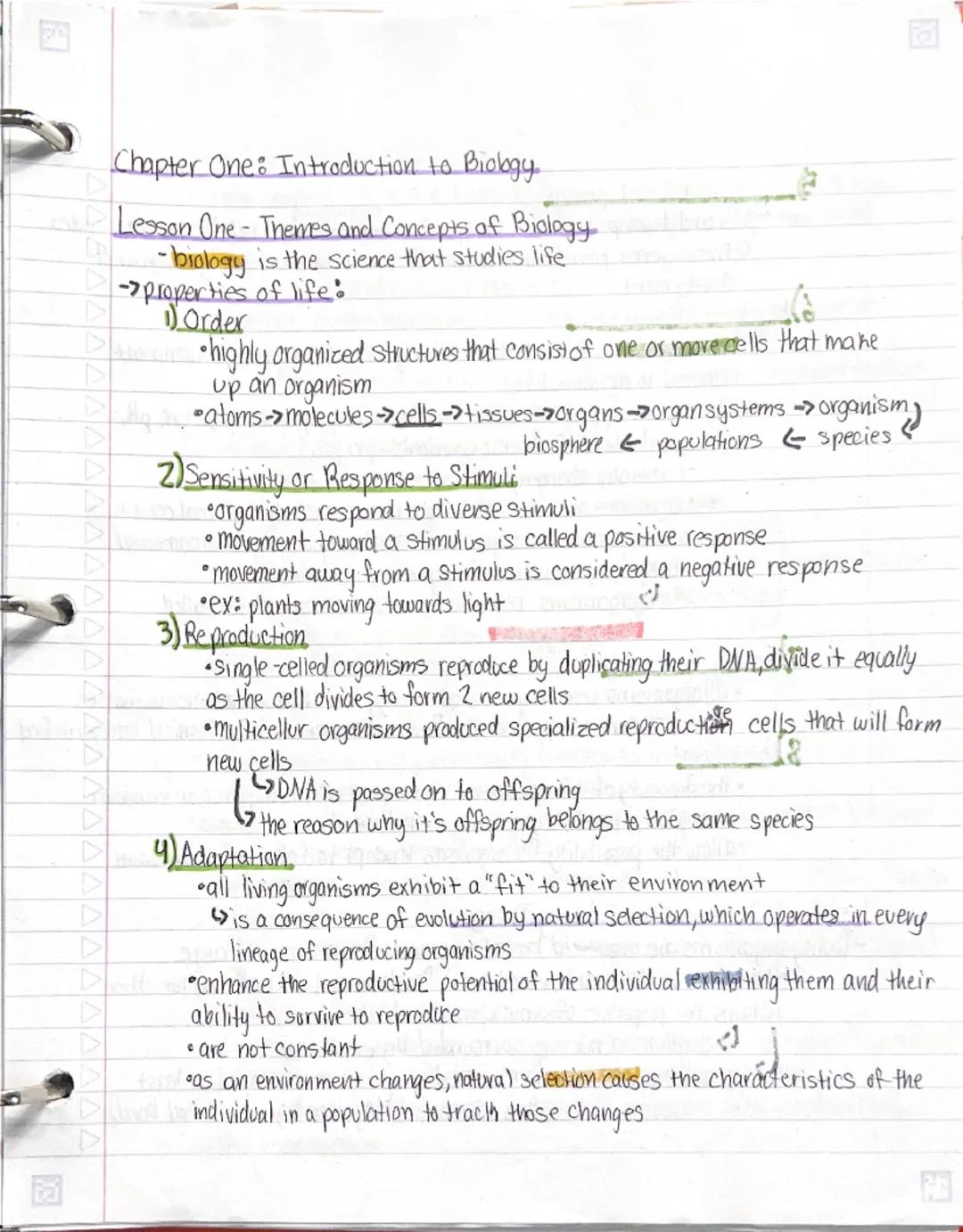 園
阿
R
A
Chapter One: Introduction to Biology..
Lesson One - Themes and Concepts of Biology
- biology is the science that studies life
-prope