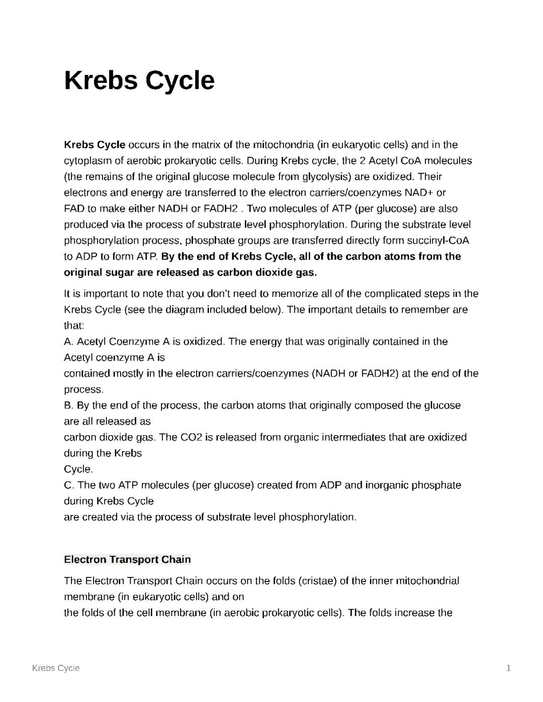 The Krebs Cycle