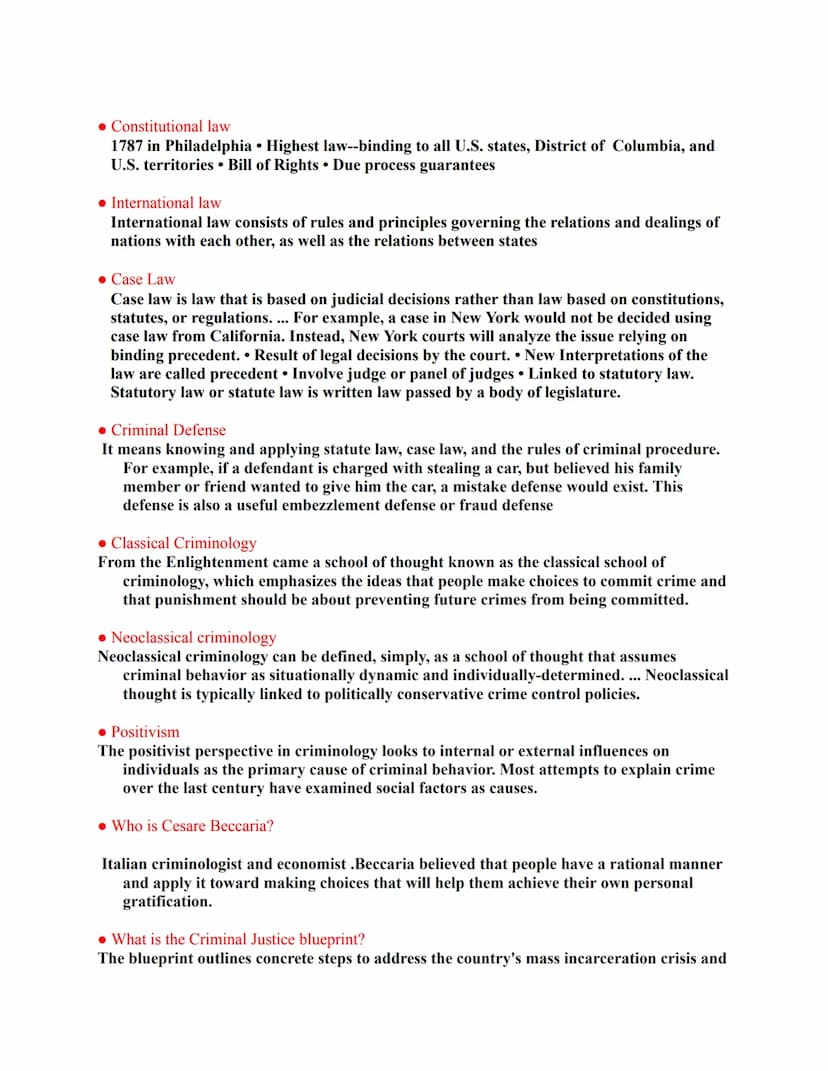 Principles of Criminal
Justice Test #2 Study Guide
• Components of a Criminal Act
three elements. the act or conduct ("actus reus"); second,