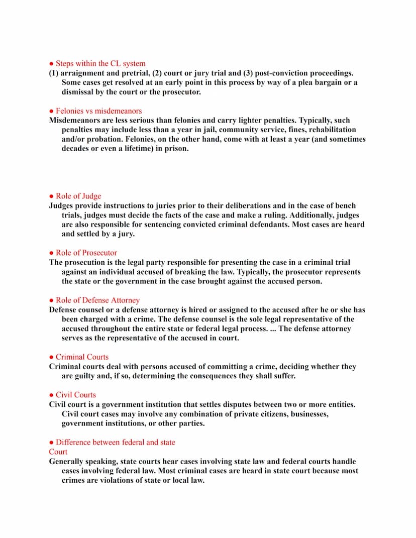 Principles of Criminal
Justice Test #2 Study Guide
• Components of a Criminal Act
three elements. the act or conduct ("actus reus"); second,