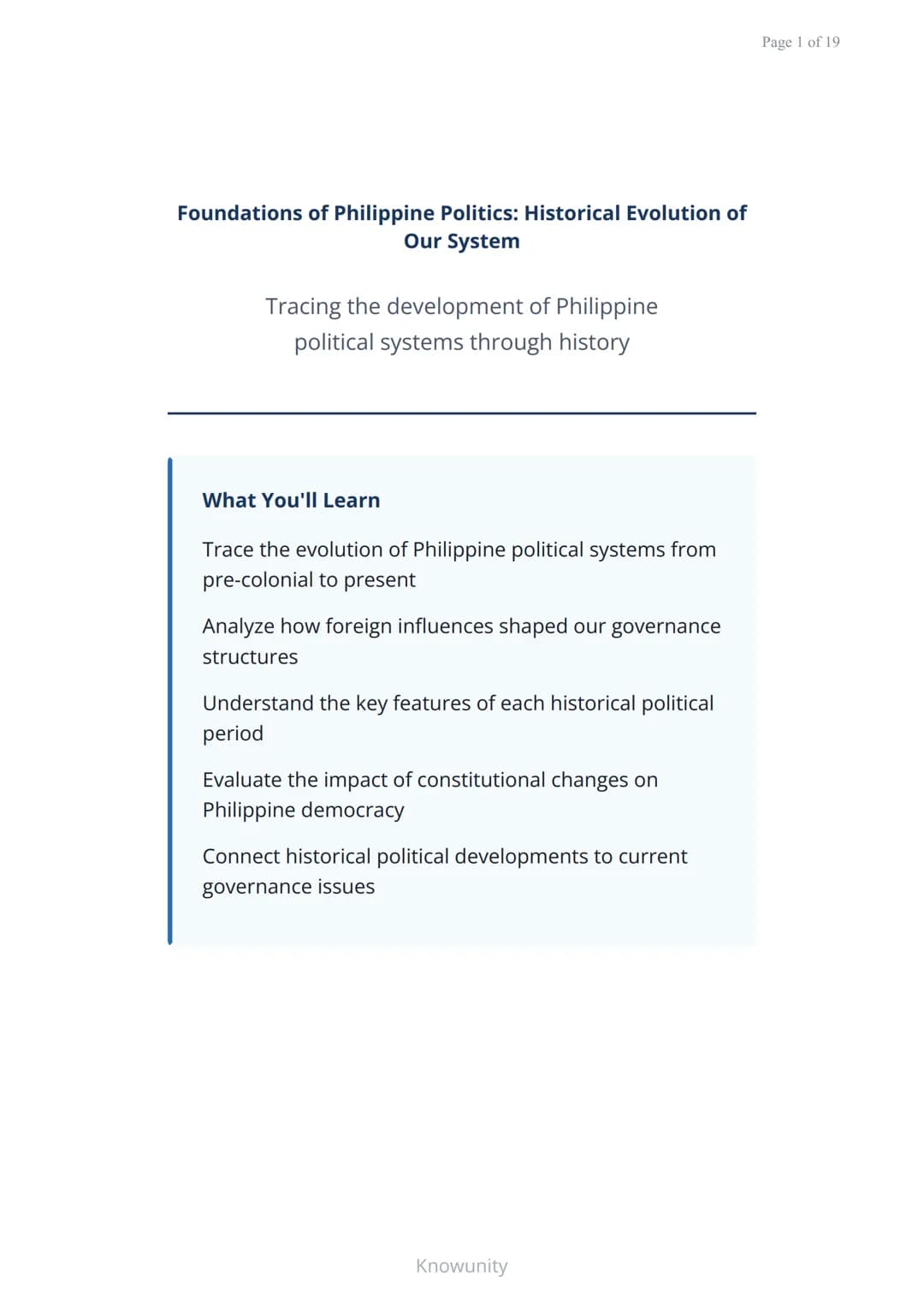 # Foundations of Philippine Politics: Historical Evolution of Our System

Tracing the development of Philippine political systems through hi