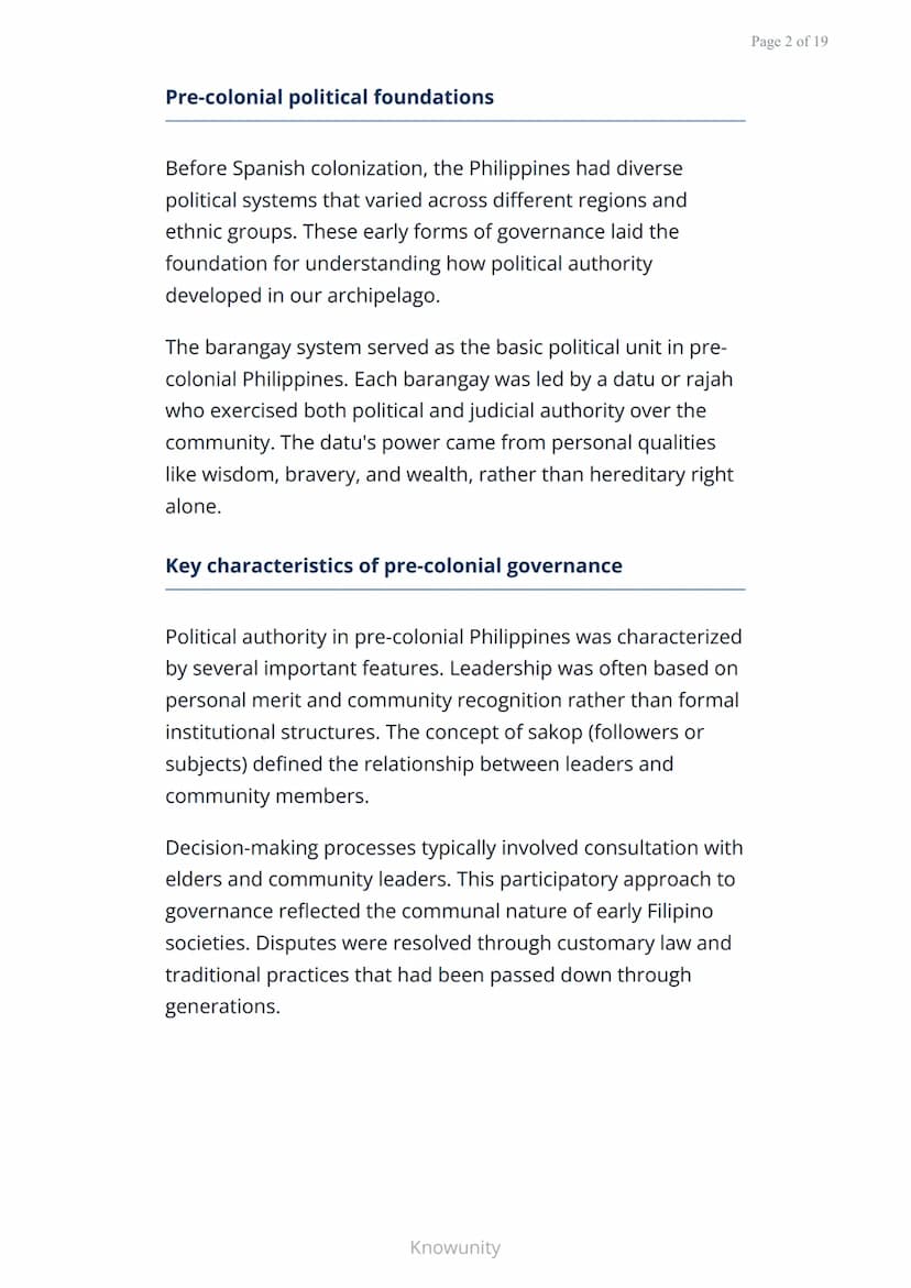 # Foundations of Philippine Politics: Historical Evolution of Our System

Tracing the development of Philippine political systems through hi