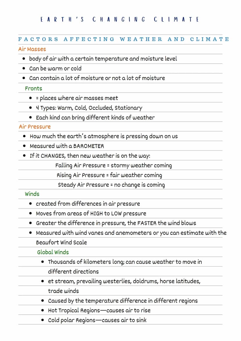 EARTH'S
CHANGING
WEATHER AND CLIMATE
Weather - Temporary behavior of atmosphere (what's going on at any certain
time). It involves small geo