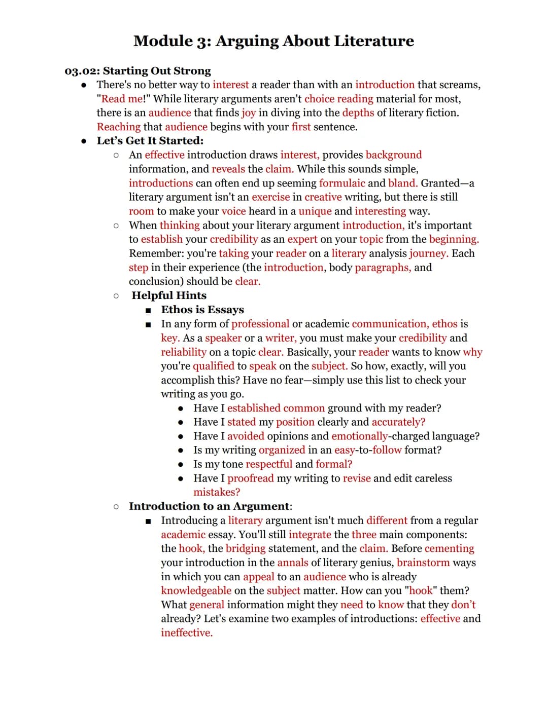 Module 3: Arguing About Literature
This module teaches you how to format, create, and polish a literary analysis essay.
03.01: Develop a Cla