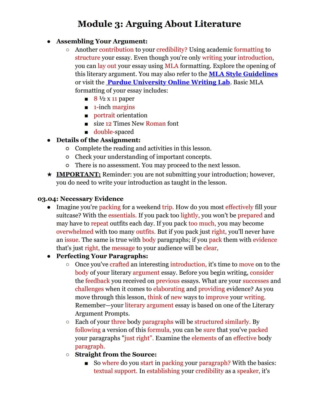 Module 3: Arguing About Literature
This module teaches you how to format, create, and polish a literary analysis essay.
03.01: Develop a Cla