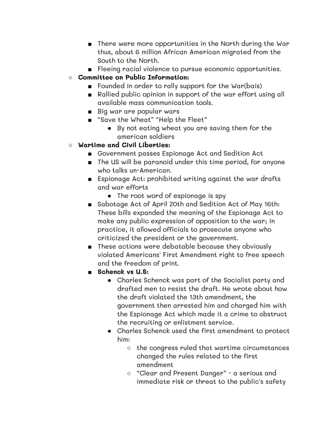 Main Idea:
1.
2.
3.
4.
5.
6.
7.
8.
What were the main causes of WWI?
O
Why did the U.S. declare neutrality regarding World War I?
Why did th