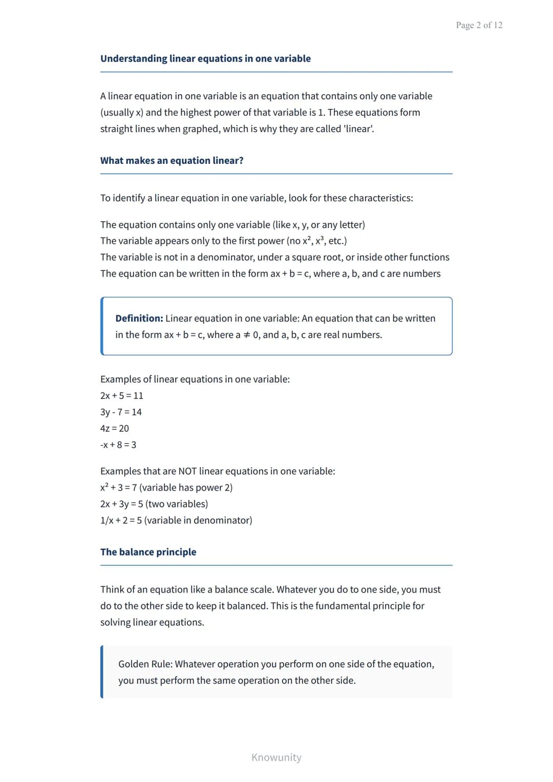 Solving linear equations in one variable - step by step guide
Master techniques for solving linear equations with one
variable
What you will
