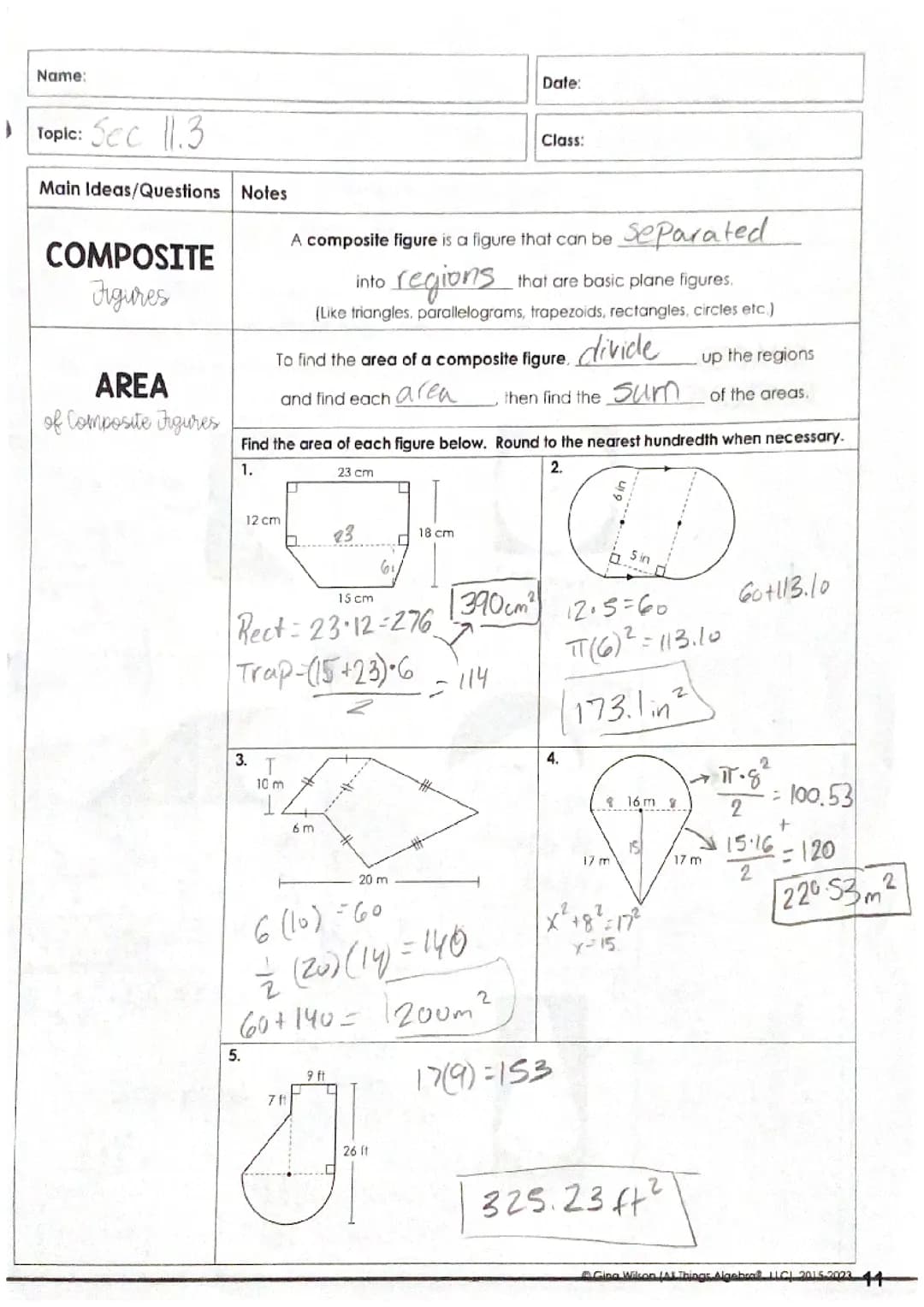 area of composite figures