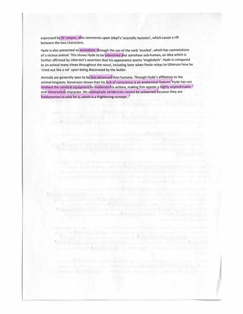 Jekyll and Hyde Response
Write about Mr Hyde and how he is presented in the novel
In the extract, Stevenson presents Hyde as an impulsive ch