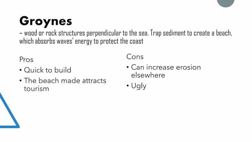 Coastal
Defences Soft and Hard Engineering
Soft engineering
• A more natural approach,
allowing natural processes to
work and land to change