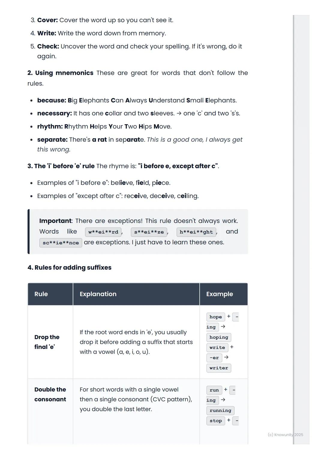 # Spelling Strategies

Introduction to spelling strategies

Good spelling is really important for all my subjects, not just English.
When my