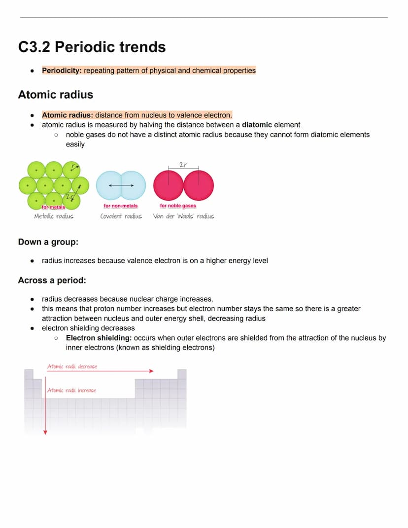 C3.1 The periodic table
● the periodic table is arranged in order of atomic number (Z)
● Nuclear charge: the total charge of all the protons