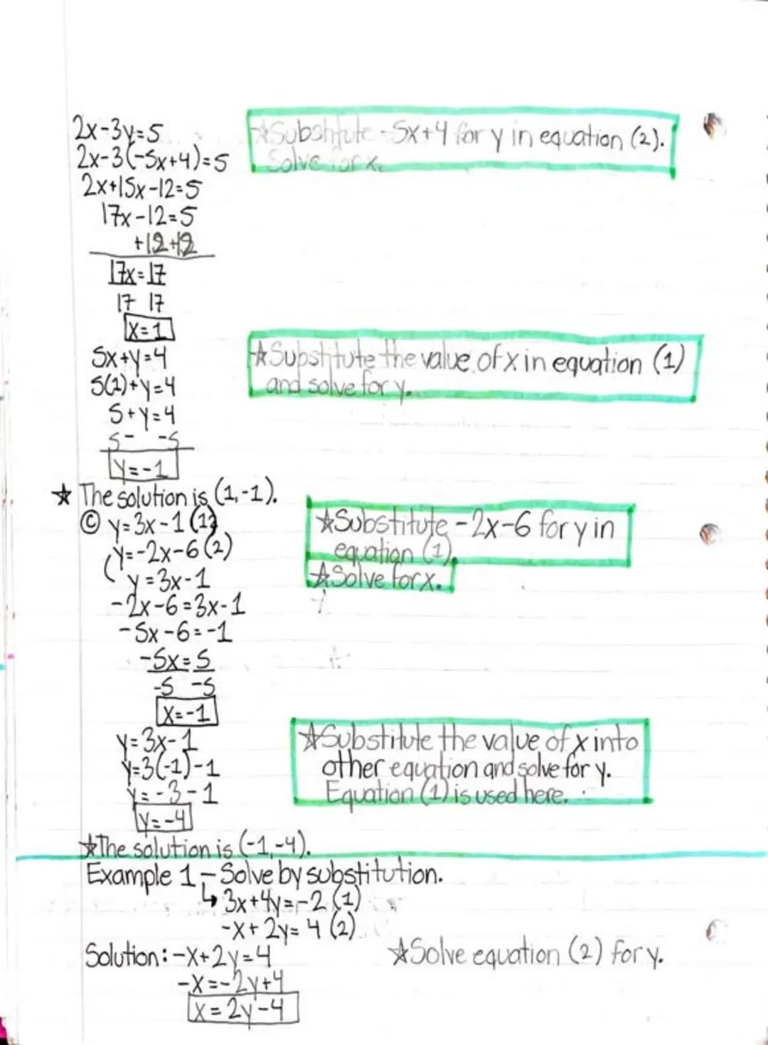 Section 6.2: Solving Systems of Linear Equations (substitution) 3/25/18
1. Finding a graphical solution of a system of equations is based on