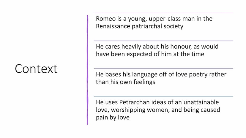 Romeo Quotations and
Analysis
Romeo and Juliet Romeo
• "devout religion of mine eye"-
"did my heart love 'til now?"
"under love's heavy burd