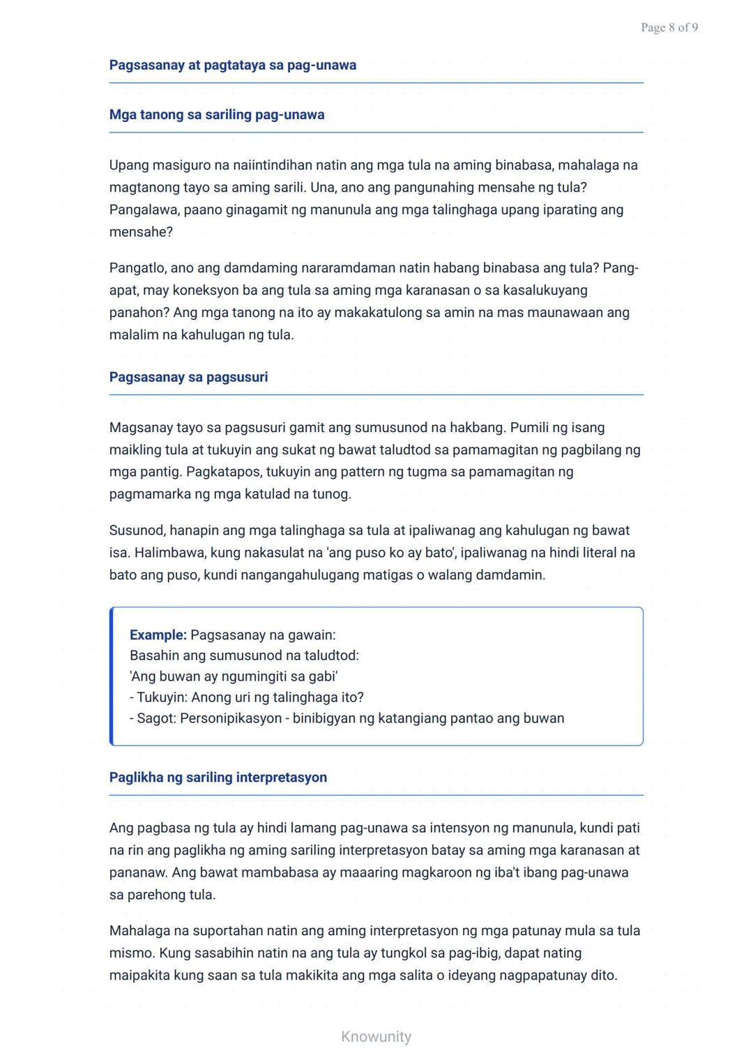 Pag-unawa at Pagsusuri ng Tula: Mga Elemento at Kahulugan
Pag-aaral ng mga elemento ng tula at paraan ng pagsusuri nito
Mga Layuning Pang-ed
