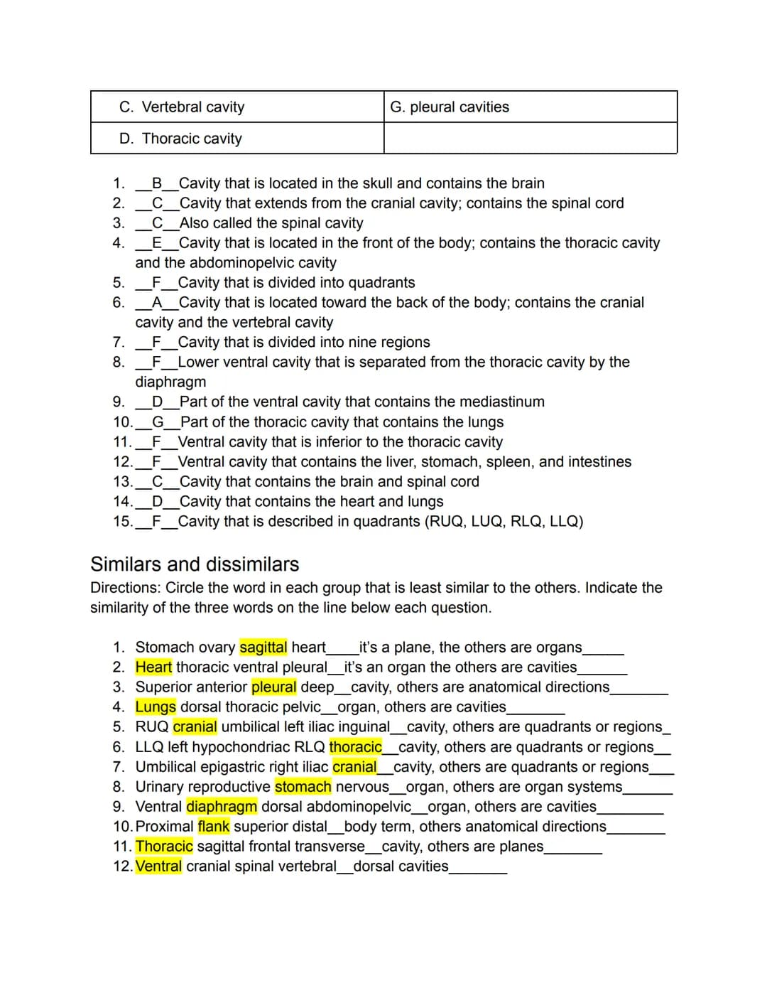 PART 1: Mastering the Basics
Matching
General Terms
Directions: Match the following terms to the most appropriate definition by writing the

