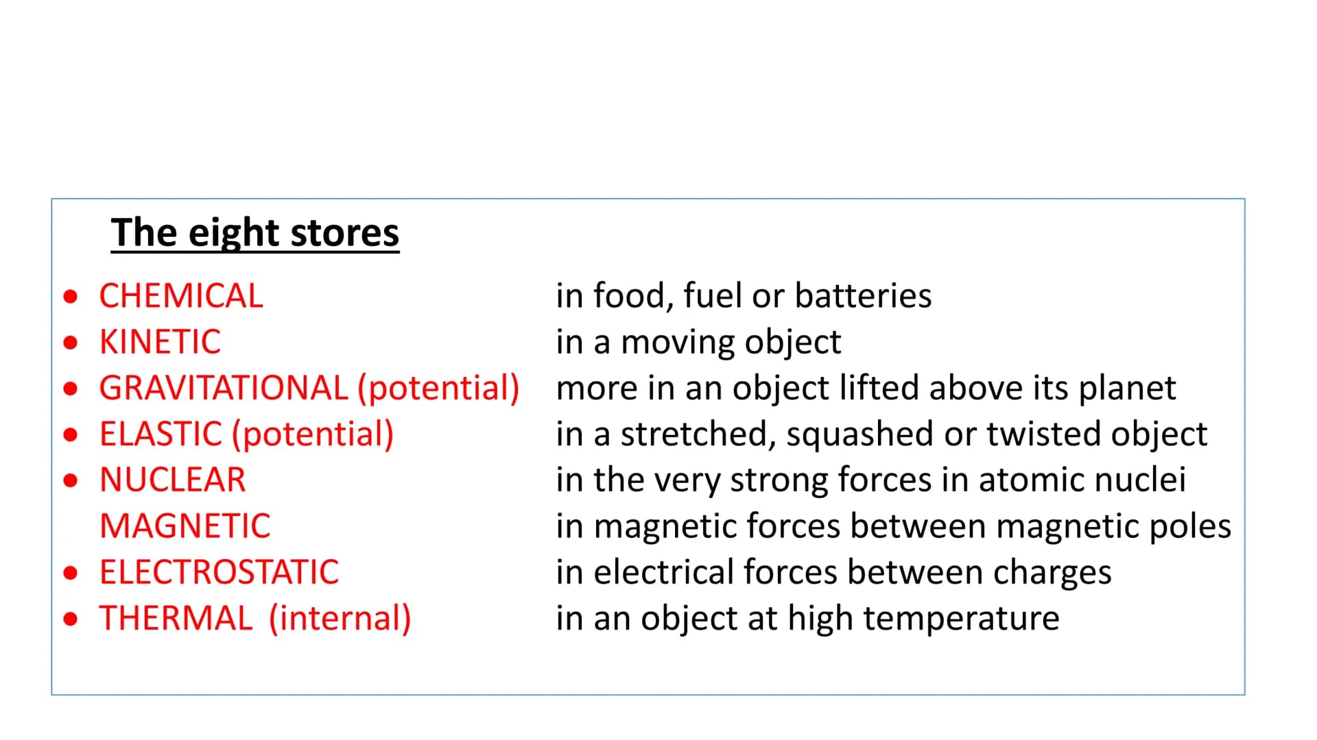 P1 - Energy Stores and
Transfers
26/11/2022 Energy
●
●
Defining energy can be very difficult.
Simply put it is a property that must be trans