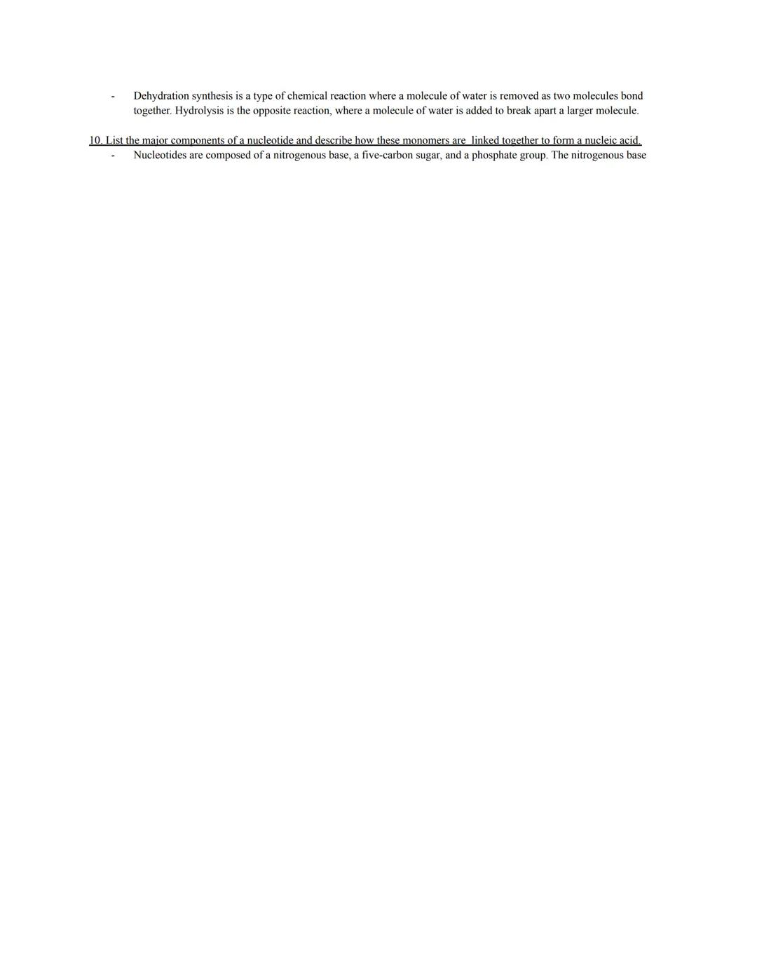 Biology Chapter 5: The Evolutionary History of Biological Diversity
1. Explain the structure and function of the monosaccharides, disacchari