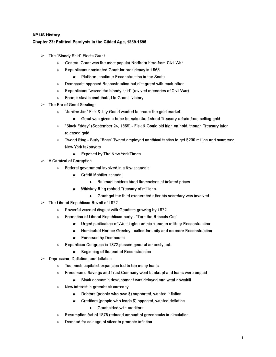 Chapter 23 APUSH Notes: Political Paralysis in the Gilded Age | Quizlet Answers & More