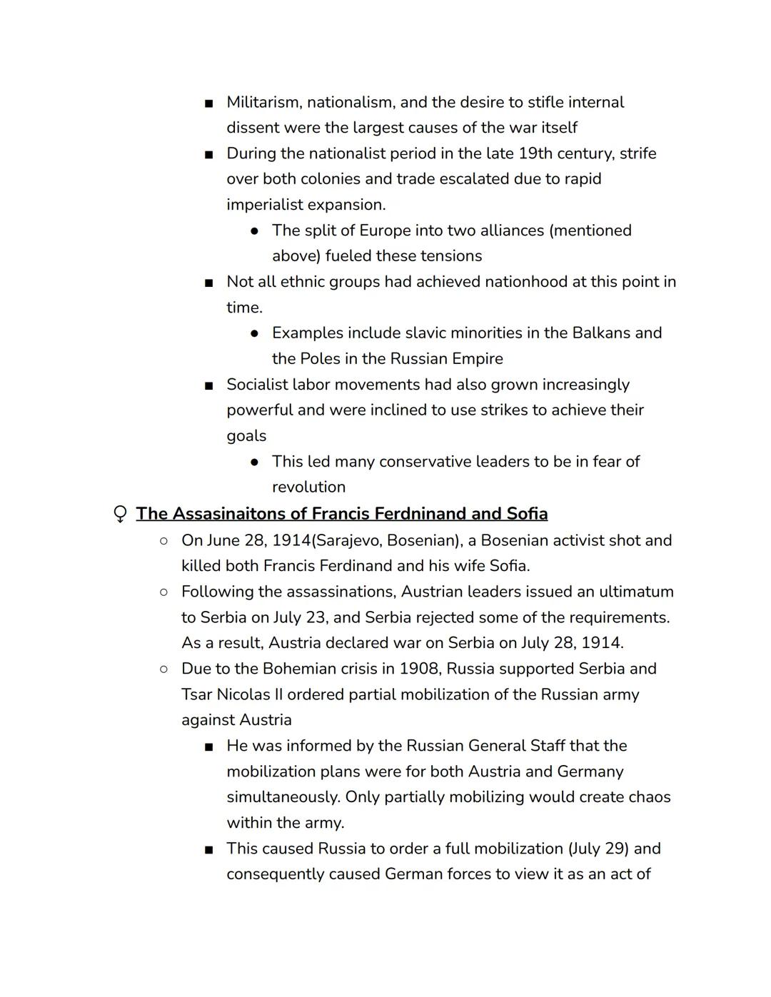 World War I
Q Timeline
o The assainations of Francis Ferdinand and Sophia (June 28, 1914)
o The war began (July 28, 1914)
o Battle of Tannen