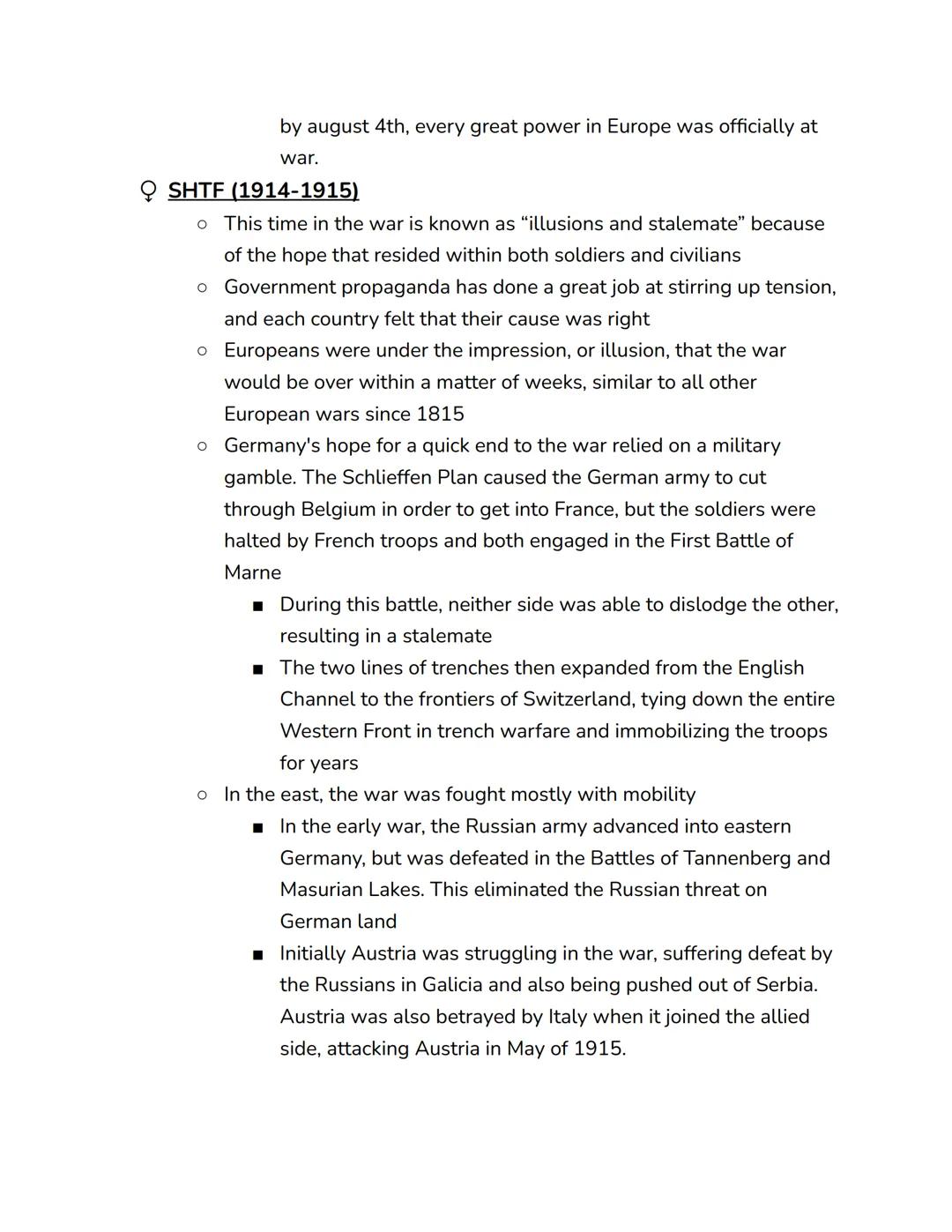 World War I
Q Timeline
o The assainations of Francis Ferdinand and Sophia (June 28, 1914)
o The war began (July 28, 1914)
o Battle of Tannen
