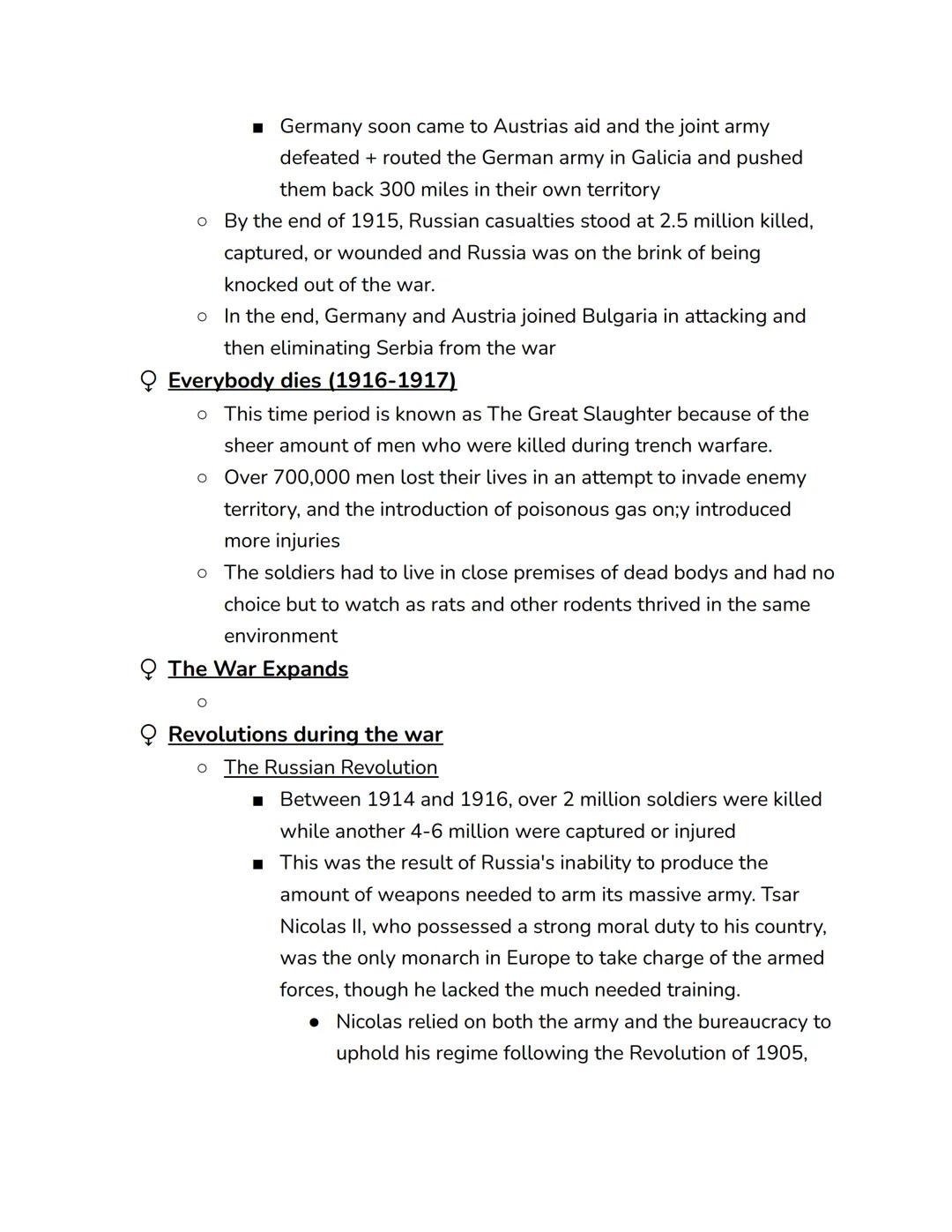 World War I
Q Timeline
o The assainations of Francis Ferdinand and Sophia (June 28, 1914)
o The war began (July 28, 1914)
o Battle of Tannen