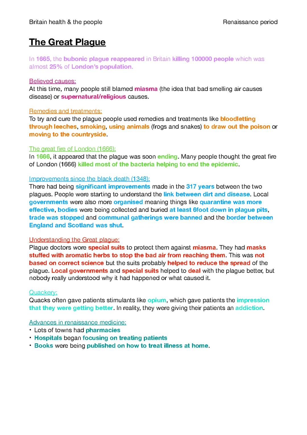 the great plague:1665