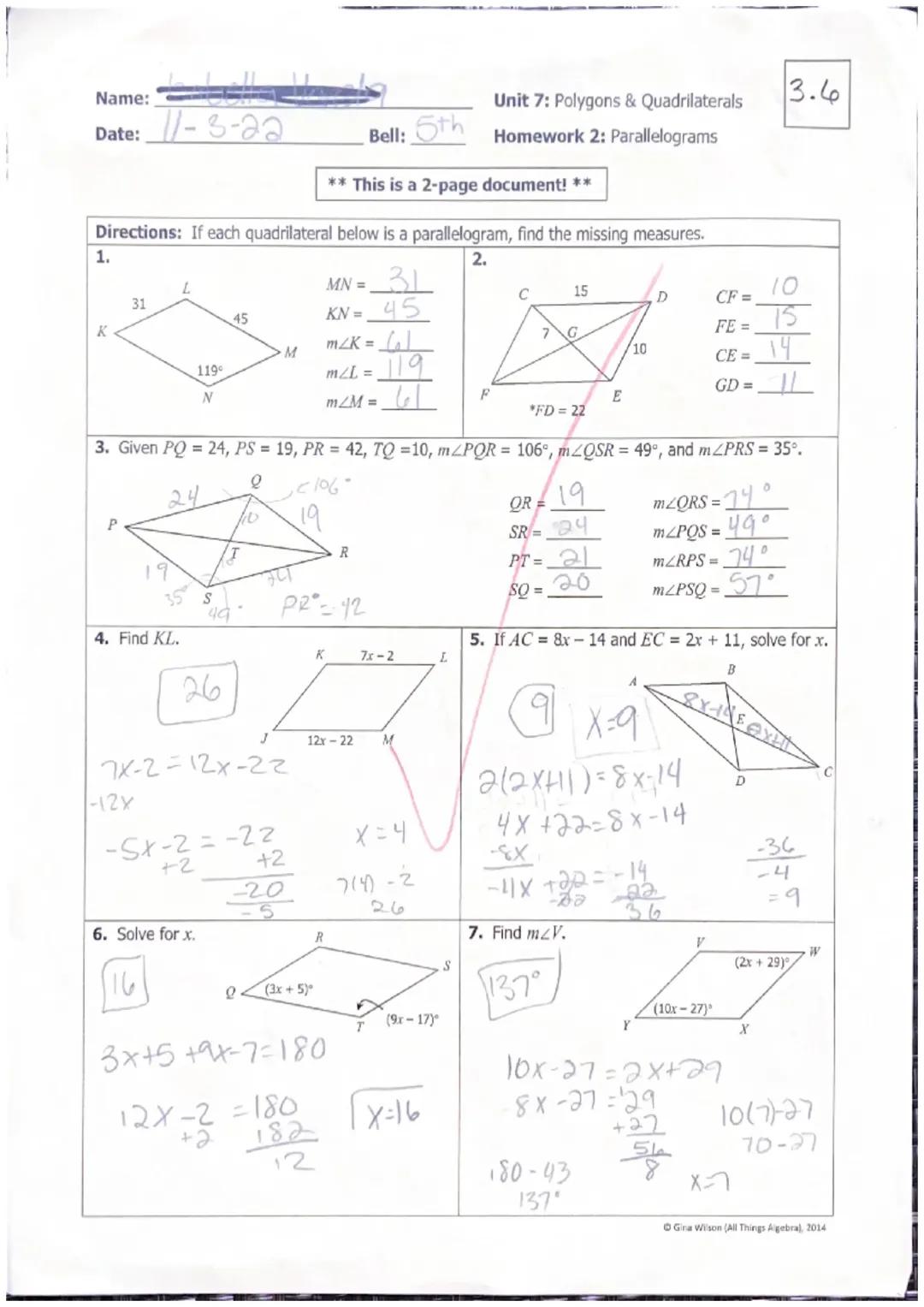 Parallelograms: Missing Measures & Proofs