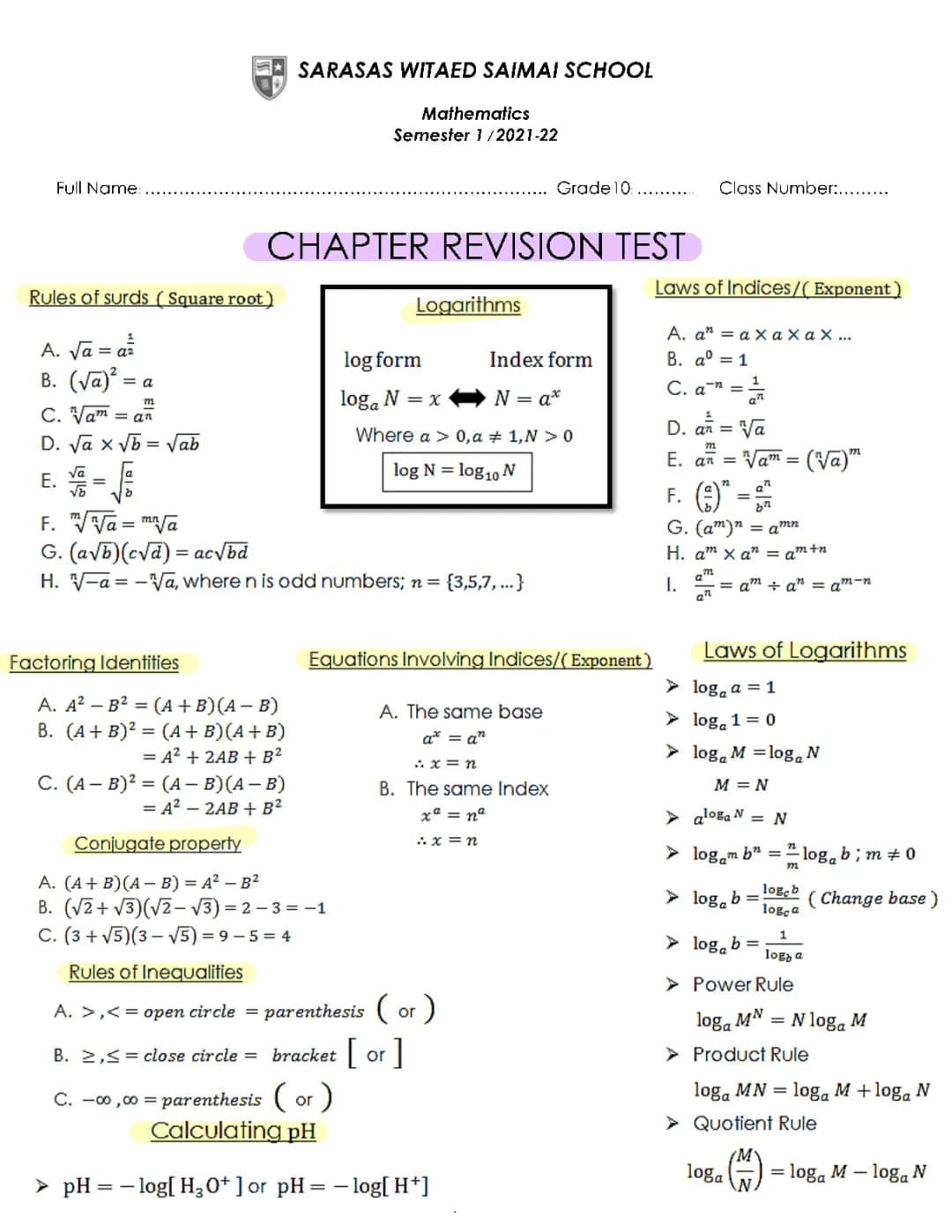 SURDS,INDICES & LOGARITHMS