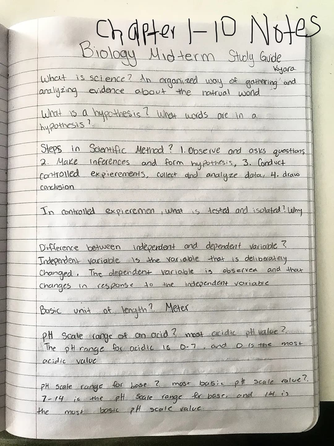 Chapter 1-10 Notes
Biology Midterm Study Guide
куага
gathering and
What is science? An organized way
analyzing evidence about the
What is a 