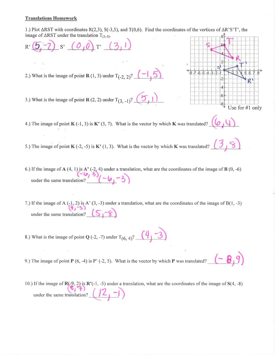 Key
Honors Geometry: Translations Notes
A transformation is a change in the size location or orientationon
Mof a figure.
,
Name:
A translati