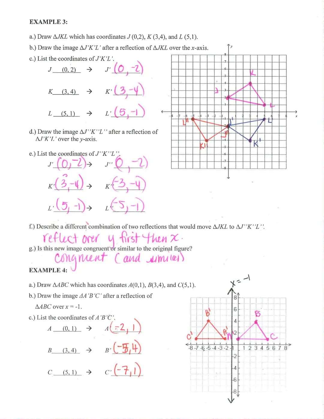 Key
Honors Geometry: Translations Notes
A transformation is a change in the size location or orientationon
Mof a figure.
,
Name:
A translati