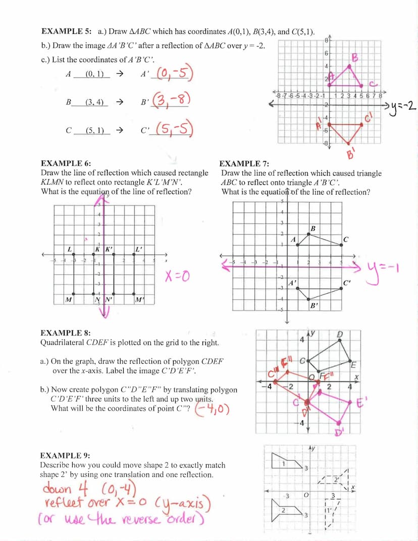 Key
Honors Geometry: Translations Notes
A transformation is a change in the size location or orientationon
Mof a figure.
,
Name:
A translati