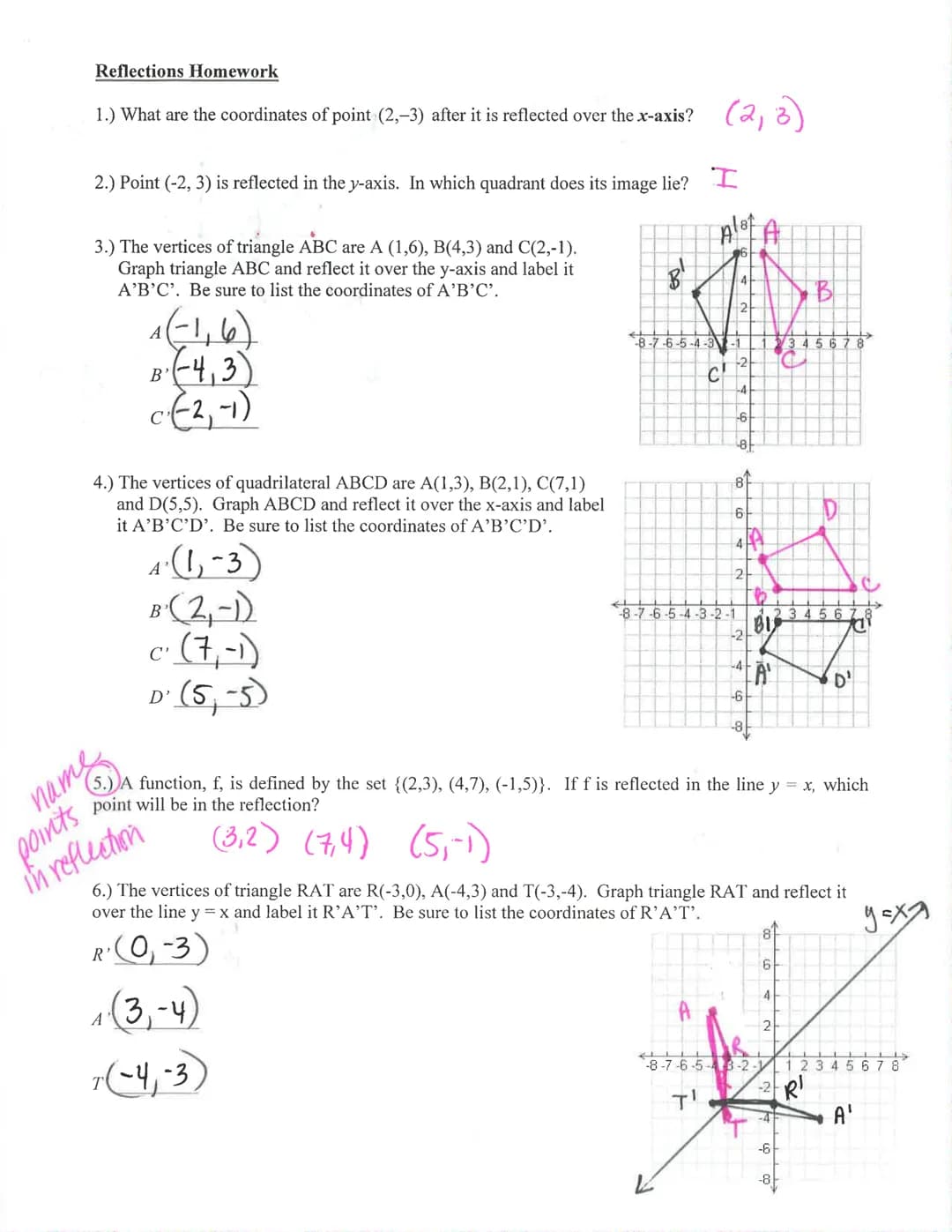 Key
Honors Geometry: Translations Notes
A transformation is a change in the size location or orientationon
Mof a figure.
,
Name:
A translati