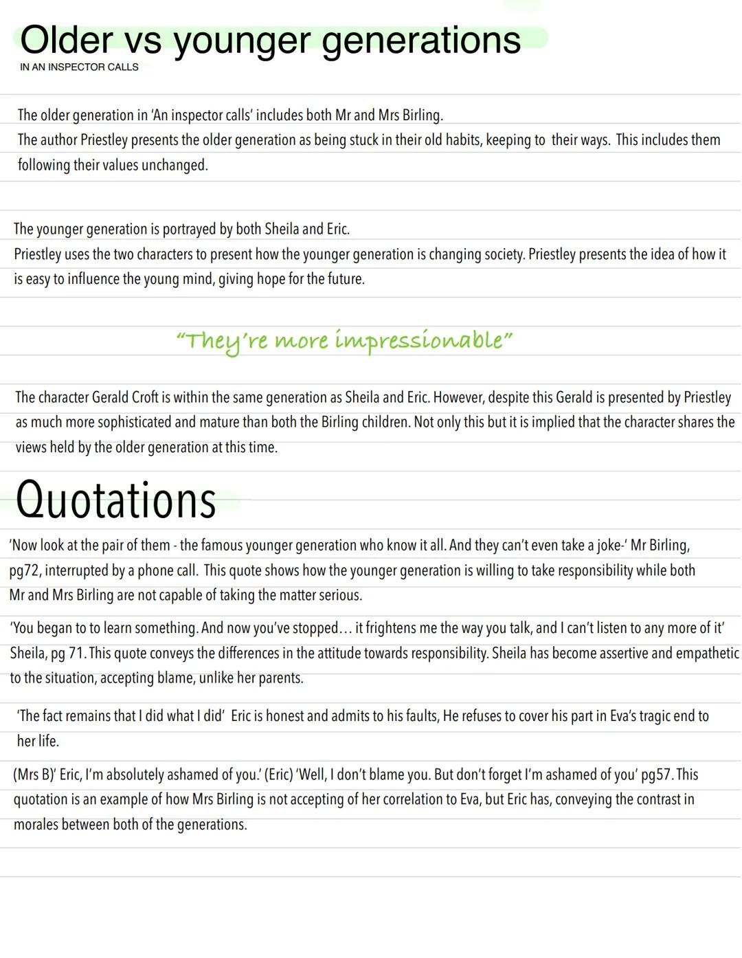 An inspector calls- Younger vs Older Geneartions