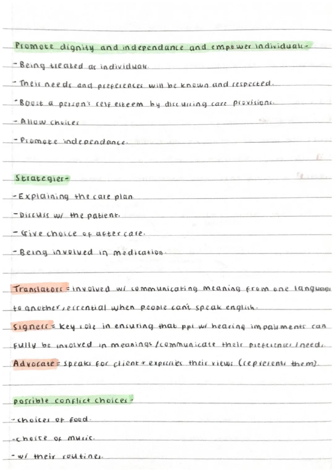 A3: Specific Responsibilities of people who work in HSC settings.
key terms:
sodes of practice: standards of behaviour and professional
prac
