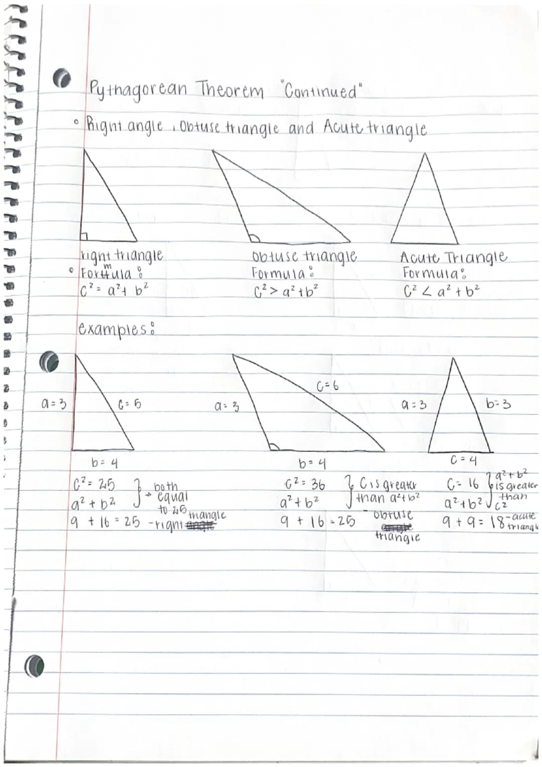 1
40
40
D
Ⓒ
O
O
thagorean Theorem
Geometry Notes
explains relationship between the 3 sides of a triangle
Formula
C = √√√9² +6²
9² + b² = C² 