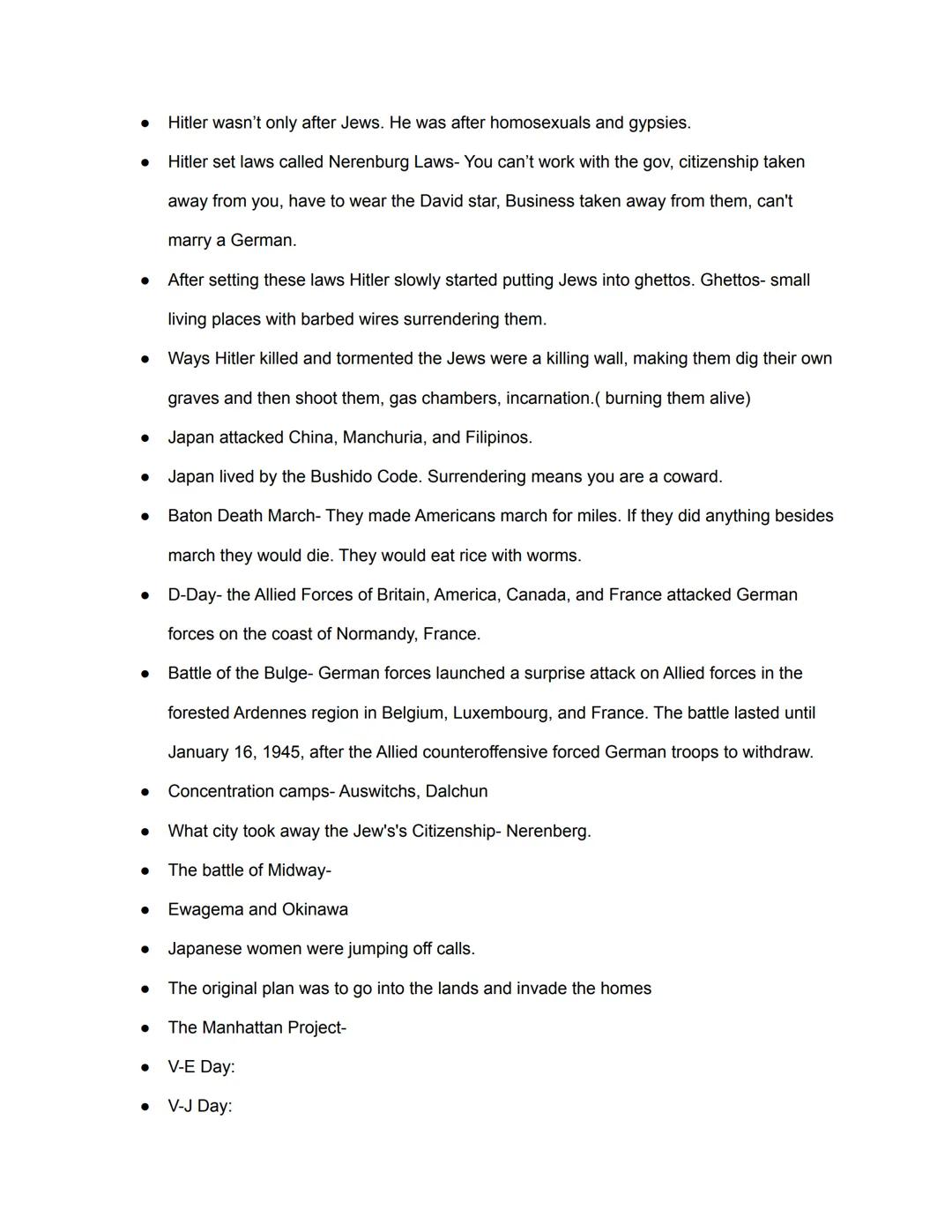 - What are the axis countries- Germany, Italy, and Japan
- Dictators- Adolph Hitler(Germany), Benito Mussolini (Italy), Tojo Yomomato (Japan