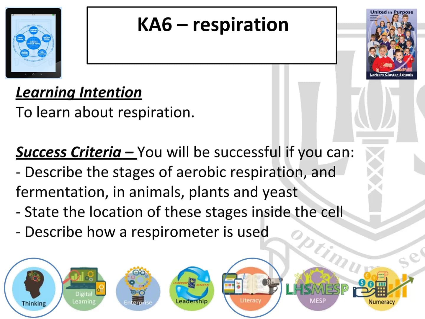 N5 Unit 1 KA6
Respiration N5 biology course
1. Cell Biology
2. Multicellular Organisms
3. Life on Earth Unit 1 Cell Biology
1. Cell structur