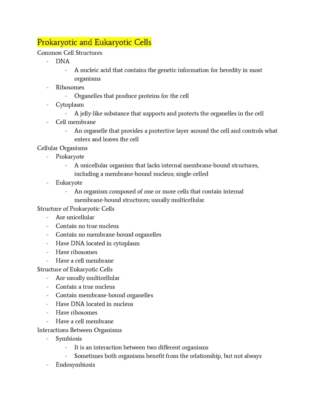 Prokaryotic and Eukaryotic Cells