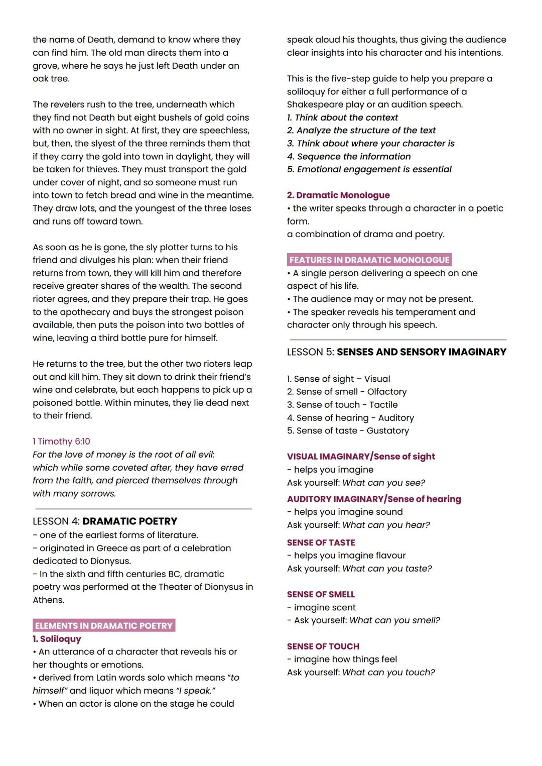 ## LESSON 1: SYNOPSIS

### ONE-ACT PLAY
- a form of drama that is written in one act, as
opposed to plays that are divided into several acts