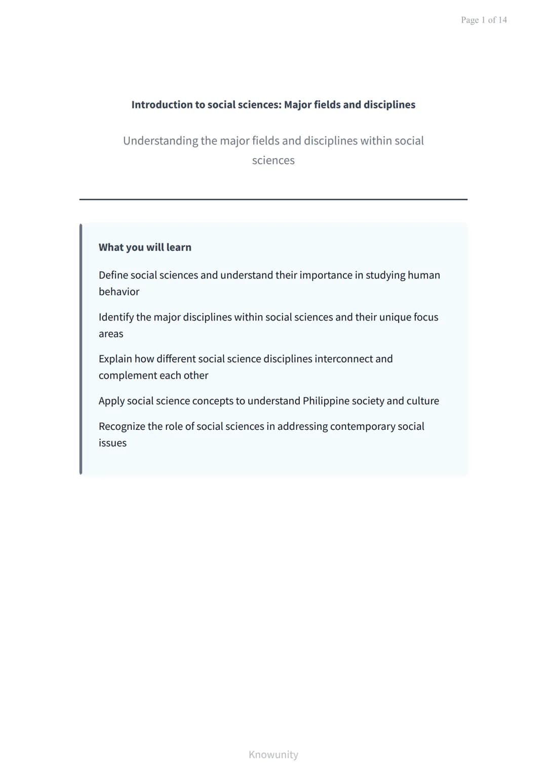 Introduction to social sciences: Major fields and disciplines
Understanding the major fields and disciplines within social
sciences
What you