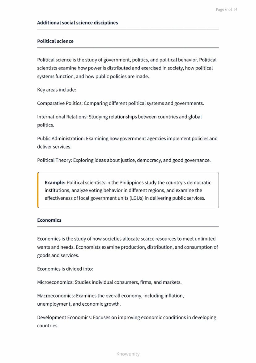 Introduction to social sciences: Major fields and disciplines
Understanding the major fields and disciplines within social
sciences
What you
