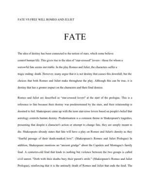 Know Romeo and Juliet FATE VS FREE WILL ESSAY: FATE thumbnail