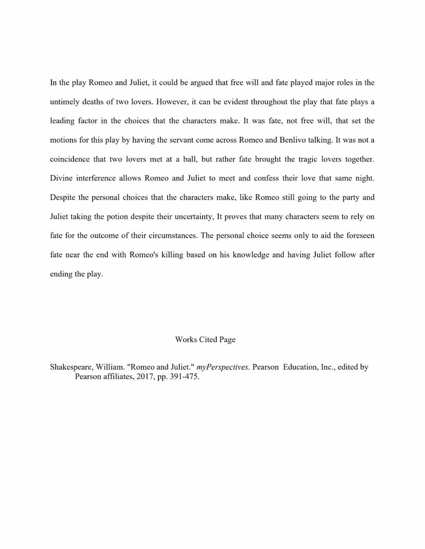 FATE VS FREE WILL ROMEO AND JULIET
FATE
The idea of destiny has been connected to the notion of stars, which some believe
control human life