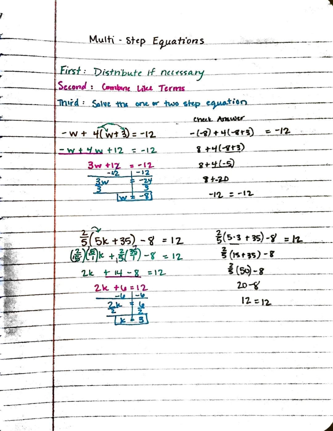 
<h2 id="twostepequations">Two-Step Equations</h2>
<p>Equations act like a balance where both sides are equal. To solve for x, the order of 